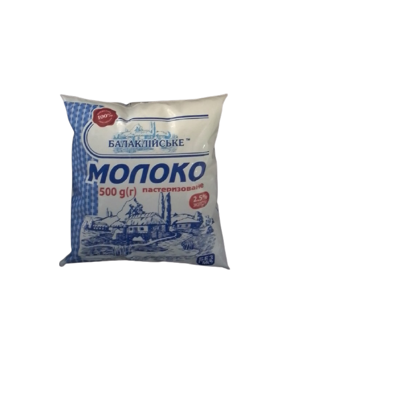 Молоко коров'яче БАЛМОЛОКО, пастеризоване, 2,5%, 500г